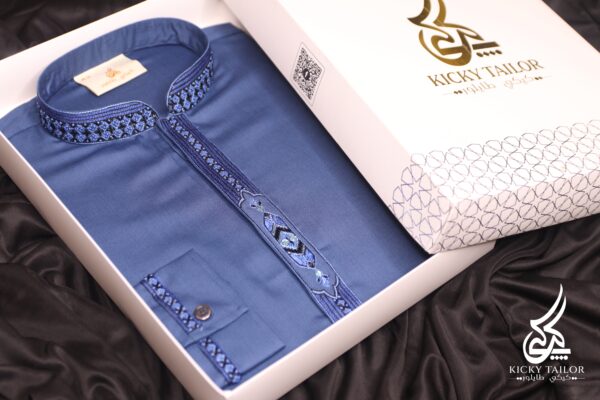 Blue Pakistani fabric karchupi work panjabi